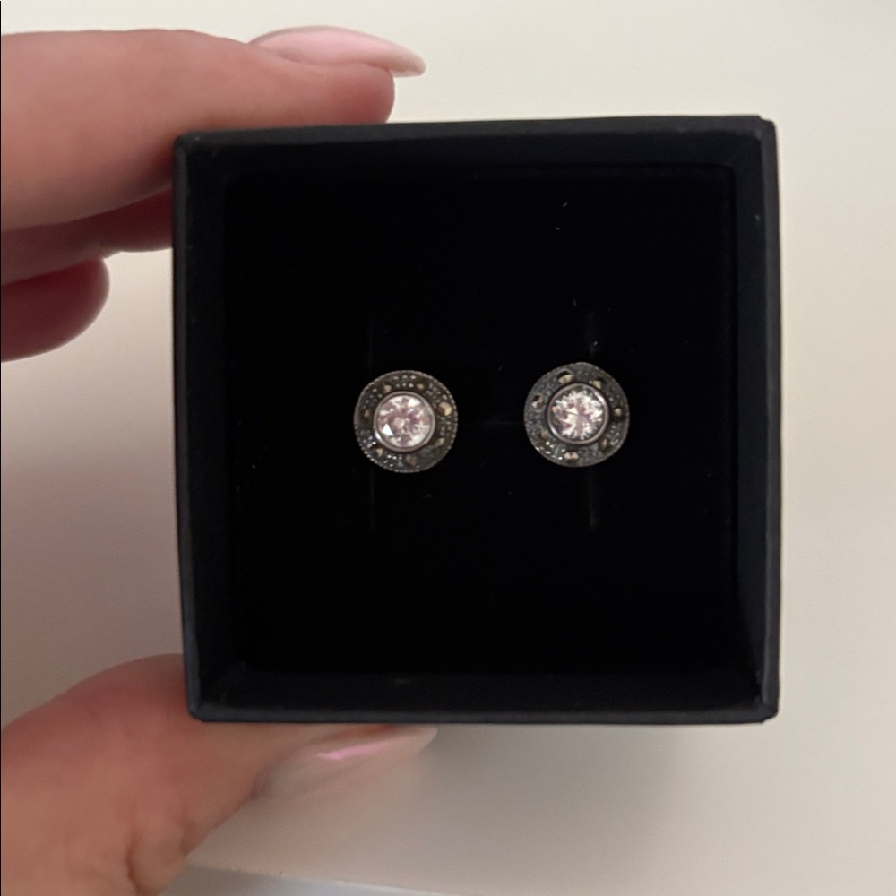Vintage Sterling Silver Cz Stones with Marcasite stones 925